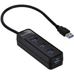Hub USB Orico W5PH4-U3-BK, 4 port-uri USB 3.0, cablu 30 cm
