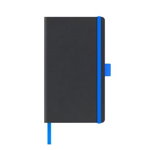 Agenda nedatata A5 Castelli, coperta rigida negru, elastic albastru, dictando ivory, Litera