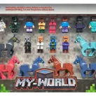 Set 18 figurine Minecraft My World cu accesorii, Multicolor, 4, 5 cm