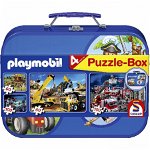 Servieta 4 Puzzle Playmobil, Albastru, 2x60, 2x100, 4+ ani