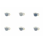 Set 6 cești de cafea Villa d´Este Masai, 90 ml, alb-albastru