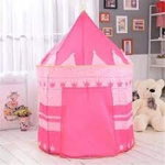 Cort tip castel pentru fetite Husa depozitare 135x105 cm model buline si coronite roz, MT Malatec