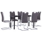 vidaXL Set mobilier de bucătărie, 7 piese, gri, piele ecologică, vidaXL