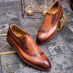 Pantofi Loafers de bărbați din piele naturala, Maro cu model - P1600, 