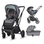 Carucior modular 2 in 1 Coccolle Silene Lunar Rock+Cos auto 0-13 kg gb Idan Silver Fox Grey, COCCOLLE