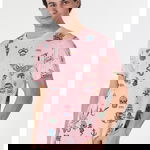COLIN'S, Tricou cu imprimeu grafic si decolteu la baza gatului, Galben, Roz, Albastru, XS