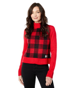 Imbracaminte Femei Tommy Jeans Mock Neck Plaid Sweater ScarletBlack, Tommy Jeans