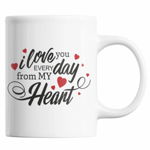 Cana cadou Valentine's Day, Priti Global, imprimata cu mesajul de dragoste "Te iubesc din inima in fiecare zi", 300 ml, Priti Global