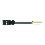 pre-assembled connecting cable; B2ca; Plug/open-ended; 3-pole; Cod. A; 3 m; 1,50 mm²; black, Wago