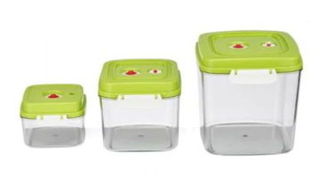 Set caserole pentru vidat Heinner HAV-CUPS, 0.5 L, 1.4 L, 3 L (Transparent/Verde), Heinner