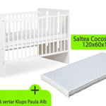 Patut fara sertar KLUPS Paula Alb + Saltea 10 MyKids Confort II
