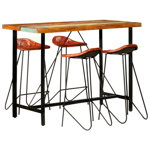 Set mobilier de bar 5 piese, masa cu scaune, vidaXL, Lemn reciclat, 150 x 70 x 107 cm, Maro