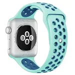 Curea iUni compatibila cu Apple Watch 1/2/3/4/5/6/7, 38mm, Silicon Sport, Turquoise/Blue, iUni
