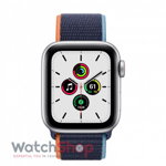 Apple Watch SE GPS + Cellular, 40mm Silver Aluminium Case, Deep Navy Sport Loop