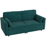 Canapea clasică cu 3 locuri cu scaun capitonat și arcuri, canapea din catifea pentru living și birou cu perne, 178x82x85cm verde HOMCOM | Aosom RO, HOMCOM