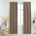 Draperii opace cu cârlige, 2 buc., gri taupe, 140 x 245 cm, Casa Practica