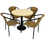 Set cafenea, masa rotunda D80cm AGMA HORECA MAPLE cu blat werzalit si baza metalica neagra, 4 scaune TORO PVC ratan, Agma Horeca