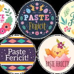 Set 4 role etichete autoadezive personalizate, Buline de Paste, diametru 40 mm, 1000 buc/rola