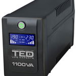 UPS Ted Electric, 1100 VA, 600 W, 4 iesiri schuko, ecran LCD, autonomie 35 minute