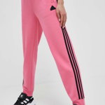 adidas pantaloni de trening culoarea roz, cu imprimeu, adidas
