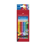 Creioane colorate, 10culori/set, cu guma, Grip 2001 Faber-Castell, Faber-Castell