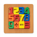Puzzle Mic 3D din Lemn cu Cifre si Simboluri Colorate, Nurio