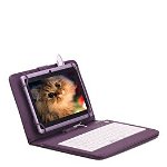 Husa Tableta MRG 0016, 9 inch, tastatura Micro-USB, prindere 4 cleme, Mov