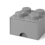 Cutie depozitare Lego 2x2 cu sertar gri 