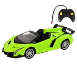 Masina Jucarie Lamborghini cu Telecomanda RC Velixo®, de Curse pentru Copii, Decapotabila, Sunete Interactive, Lumina LED, Controler cu Butoane 27 MHz, 1:18, 23 cm, Verde
