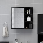 Dulap de baie cu oglindă, negru, 62,5 x 20,5 x 64 cm, PAL, Casa Practica