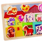 Puzzle lemn cu animale domestice in relief RS Toys
