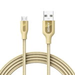 Cablu de date Anker Premium PowerLine+ Nylon A8143HB1, Micro USB, 1.8 m (Auriu)