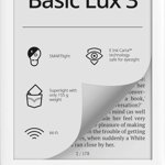 E-Book Reader PocketBook Basic Lux3 PB617, 6", E-Ink Carta, 212dpi, 8GB, Wi-Fi (Alb)