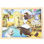 Puzzle din lemn Pufo pentru copii, model Antarctica, 24 piese, 40 x 30 cm, Pufo