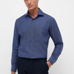 Camasa bleu, confort fit, pentru barbati, 100% bumbac, maneca lunga, model 1100 10 E19K Eterna, Eterna