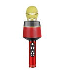 Microfon Karaoke, KlaussTech, cu Bluetooth, LED, 3W, 1200 mAh, Rosu, KlaussTech