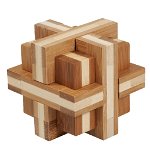 Joc logic IQ din lemn bambus Double cross Fridolin, Fridolin