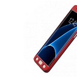 Husa Samsung Galaxy S7 Edge Flippy Full Silicone 360 Rosu + Folie de protectie, Alotel