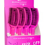 Olivia Garden Display cu 8 perii de par cu peri de mistret+nailon Finger Combo Medium Neon Think Pink 2023, Olivia Garden