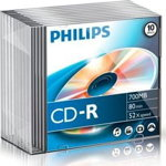 10pcs Philips CD-R 700MB Slim Box, Philips