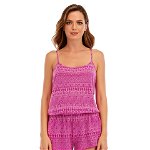 Imbracaminte Femei Lucky Brand Spring Romantic Tribal Burnout Romper Cover-Up Pink, Lucky Brand