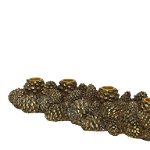 Suport pentru lumanari Pinecone, Decoris, 13.5x40.5x7.5 cm, polirasina, auriu/maro, Decoris