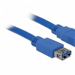 Cablu Delock, USB tata/USB mama, USB 3.0, 3m, Albastru