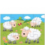 Set 4 puzzle-uri Animale de la ferma (4, 6, 8, 12 piese), Galt, 2-3 ani +, Galt