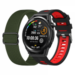 Set 2 curele pentru ceas 22 mm pentru Galaxy Watch 3 45mm Gear S3 Frontier Huawei Watch GT 3 Huawei Watch GT 2 46mm Huawei Watch GT negru - rosu verde, krasscom