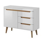 Bufet cu ușă și sertare Alix, 83x107x40 cm, pal/ mdf/ lemn de stejar, maro/ alb