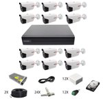 Sistem supraveghere video 12 camere Rovision oem Hikvision 2MP full hd, IR 40m, DVR 16 canale, accesorii si hard disk, Rovision