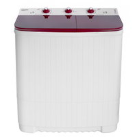 Masina de spalat rufe semi-automata Nobeltek NSWM 5.3R, 5 kg spalare, 2.5 kg stoarecere, 350W spalare, 120W stoarcere, timp spalare 0-15 min, timp stoarcere 0-5 min, evacuare apa uzata: prin cadere libera (Alb/Rosu), Nobeltek