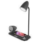 Incarcator wireless si lampa birou Tellur Nostalgia, 15W, Boxa Bluetooth 5W, Negru