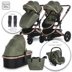 Carucior Transformabil 2 in 1 Lorelli Boston pana la 22 kg, Loden Green Summer, Lorelli